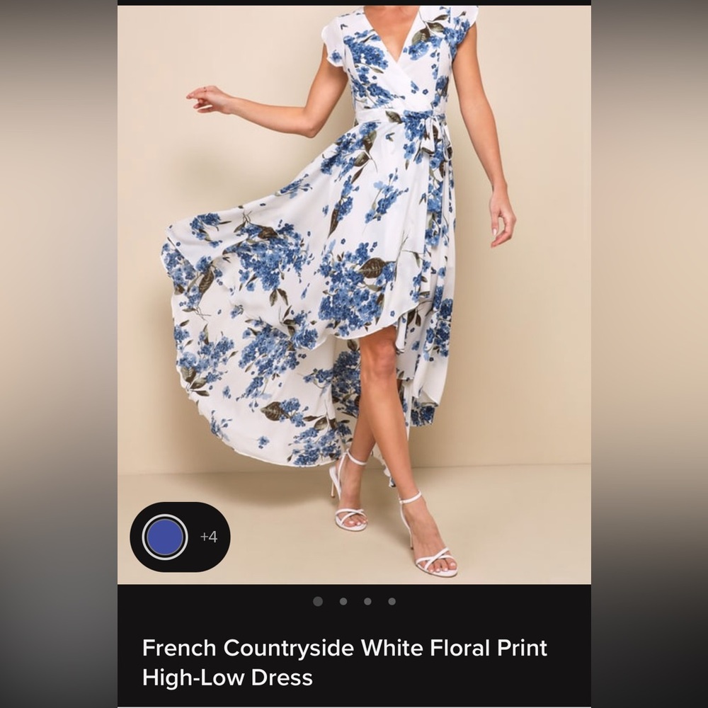 White and blue floral dress
